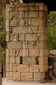 Maya rise and Fall, Copan, Honduras, Details of 18 Rabbit glyph, Temple 18, Maya