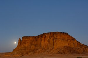Moonset and sunrise, Temple of Taharka, Ram Gate, Gebel Barkal, Temple Complex, Pharaoh, 2007