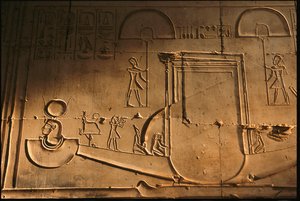Relief of Bark from Seti I Temple, Abydos, Egypt, 2005 by Kenneth Garrett