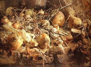 Still Life with Onions, Mushrooms and Corn on the Cob