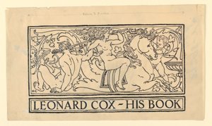 Bookplate for Leonard Cox by Kenyon Cox