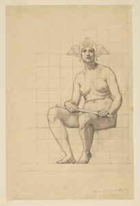 Nude Study for "The Active Life," Lunette in the Administration Building, Oberlin College, Oberlin, OH by Kenyon Cox