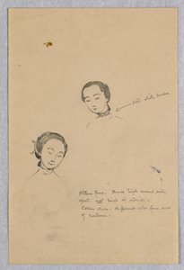 Sketch of Two Female Heads for Chinese Figure in 