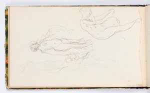Sketchbook Page: Two Nude Female Figures by Kenyon Cox