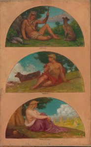 The Progress of Civilization: Hunting, Herding, Agriculture (mural study, State Capitol, Des Moines, Iowa)