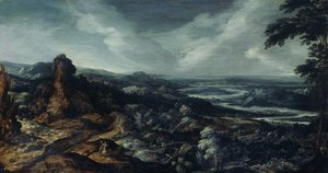 Panoramic Landscape with Tobias and the Angel by Kerstiaen de Keuninck (attributed to)