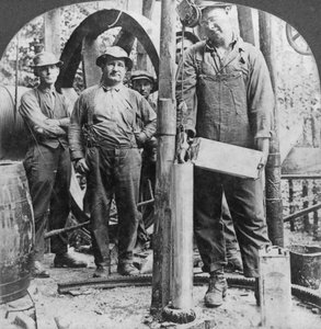 Filling a Shell with Nitro-Glycerine, Oil Field in Pennsylvania, USA, Early 20th Century
