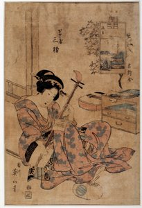 Japanese Art: Musician. Prints by Eizan Kikugawa, 18th Century