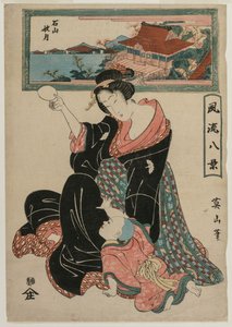 Autumn Moon at the Temple Ishiyamadera from the series Fashionable Eight Views by Kikukawa Eizan