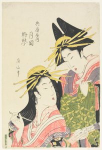 The Courtesans Tsukioka and Hinagoto of the Hyogoya House by Kikukawa Eizan
