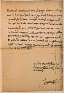 Letter from King James VI to his Mother, Queen Mary, 1584-5