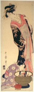 A Courtesan and Her Attendant by Kitagawa Utamaro