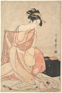 A Woman and a Cat by Kitagawa Utamaro