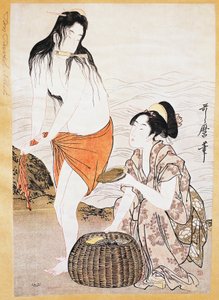 Awabi (mollusks) fishermen in water, ukiyo-e art print by Kitagawa Utamaro (1753-1806), Japanese civilization, Edo period by Kitagawa Utamaro
