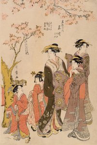 Courtesans Strolling Beneath Cherry Trees (detail) by Kitagawa Utamaro
