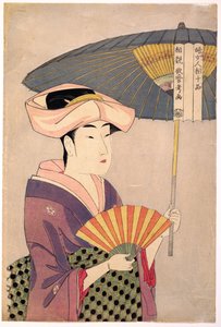 Young Woman Blowing a Glass Pipe by Kitagawa Utamaro