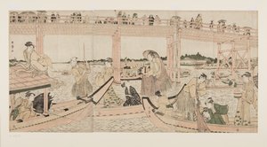 Fishing Boats with Nets under Ryogoku Bridge by Kitagawa Utamaro