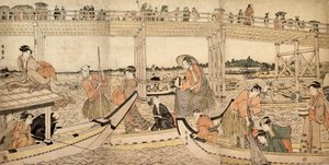 Fishing Boats with Nets under Ryogoku Bridge