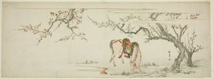 Horse Beneath a Flowering Plum Tree by Kitagawa Utamaro