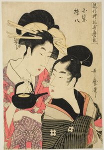 Komurasaki and Gonpachi, from the series "Fashonable Patterns in Utamaro Style" by Kitagawa Utamaro