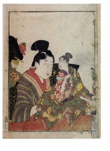 Marionette scenes with male and female manipulators by Kitagawa Utamaro