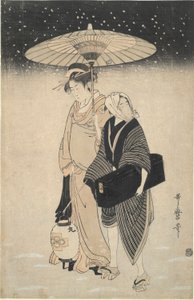 Night Pass in the Snow by Kitagawa Utamaro