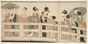On Top and Beneath Ryogoku Bridge by Kitagawa Utamaro