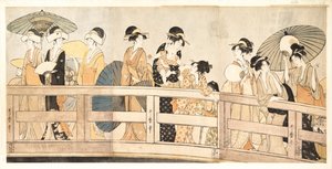 On top and beneath Ryogoku Bridge by Kitagawa Utamaro
