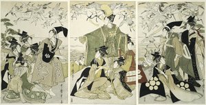 Parody of Minamoto no Yoritomo Releasing Cranes at Yuigahama by Kitagawa Utamaro