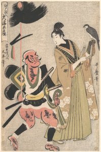 Souvenir Paintings from Ōtsu, Stocked in Edo (Foot-soldier with a Spear and Hawk-handler) by Kitagawa Utamaro