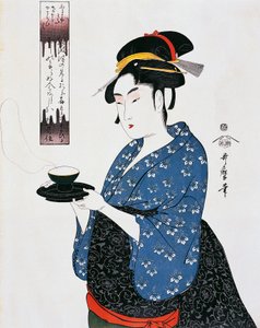 Tea time, Ukiyo-e woodcut, by Kitagawa Utamaro (1753-1806), Edo period (1603-1868), Japan