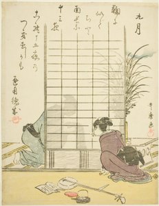 The Ninth Month, from an Untitled Series of Genre Scenes in the Twelve Months, with Kyoka Poems by Kitagawa Utamaro