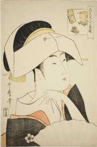 Tomimoto Toyohina, from the series Renowned Beauties Likened to the Six Immortal Poets (picture-riddle)