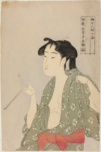 Woman Exhaling Smoke from a Pipe, from the series "Ten Classes of Women’s Physiognomy" by Kitagawa Utamaro