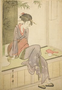 Woman Sitting on Veranda by Kitagawa Utamaro