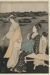 Women Enjoying the Evening Cool Near Ryogoku Bridge by Kitagawa Utamaro