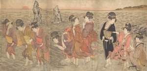 Women Worshipping the Rising Sun between the Twin Rocks at Ise