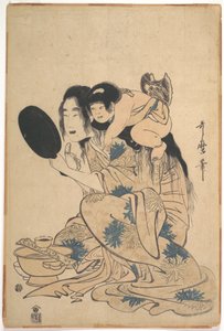Yamauba Blackening Her Teeth, with Kintaro by Kitagawa Utamaro