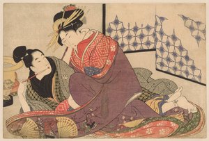 Young Man Smoking with a Courtesan (Negai no itoguchi series)