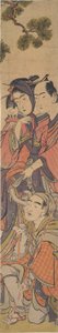 Oshun and Dembei Playing with the Monkey on Yojirō by Kitao Masanobu