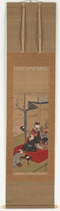 A courtesan helping a man to dress, Edo period