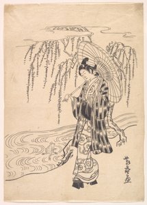 Ono no Dofu as a Young Man Watching a Frog Jumping at a Willow Branch by Kitao Shigemasa