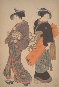 Woman with Her Maid on Her Way to an Engagement by Kitao Shigemasa