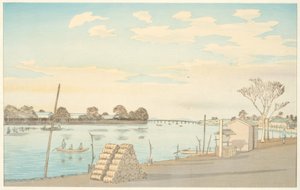 Ferry with View of Mount Fuji, the Okawa River
