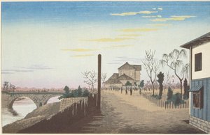 Rising Sun from Yorozubashi Bridge by Kobayashi Kiyochika