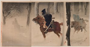 Scouts near Nuizhuang on a Snowy Night by Kobayashi Kiyochika