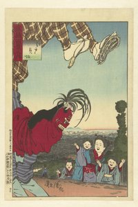 Street Performer from Edo (Hundred Views of Musashi Province) by Kobayashi Kiyochika