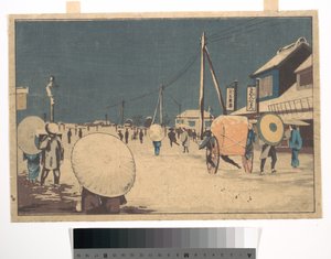 Street Scene in the Outskirts of Edo on an Evening in Winter by Kobayashi Kiyochika