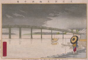 View of Rainfall on Shin-Ohashi in Tokyo by Kobayashi Kiyochika