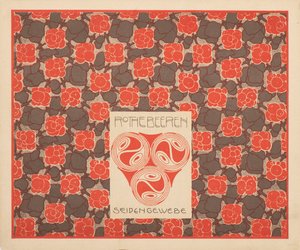 Red Berries Silk Fabric by Koloman Moser